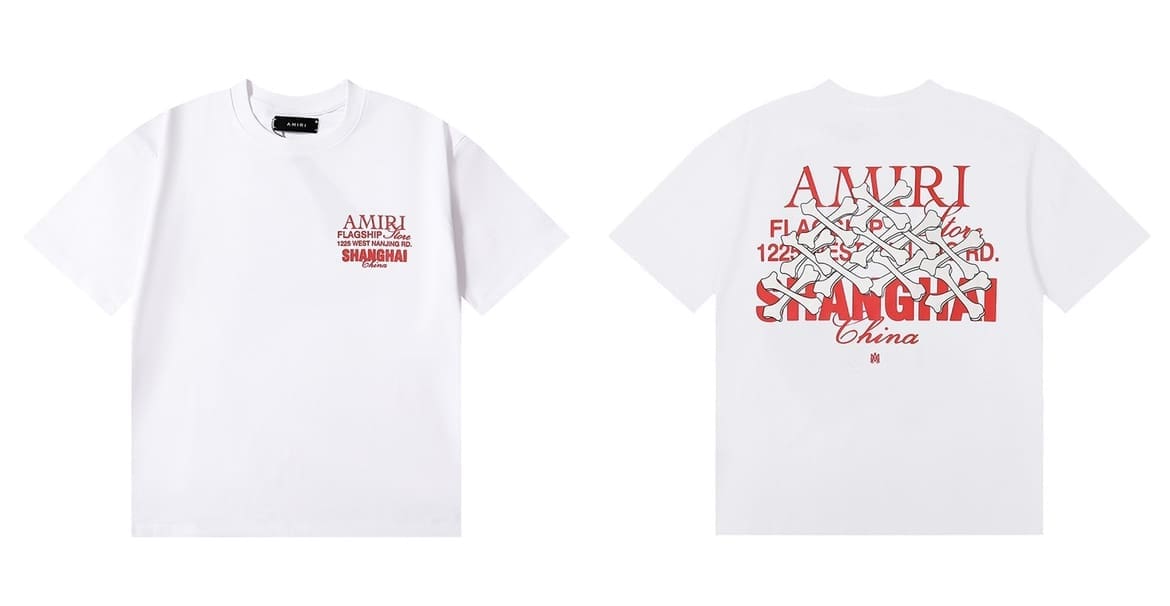 Amiri Fashion Solid Color High Street T-Shirt Retro Loose Fit A