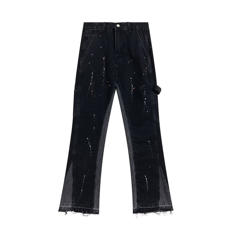 Gallery Dept Contrast Color Splash-Ink Design Denim Trousers Slightly Flared