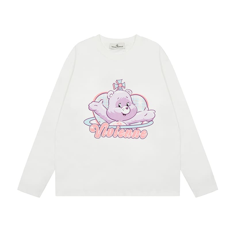 Vivienne Westwood Splash-Ink Embroidered Long Sleeve T-Shirt for Men and Women