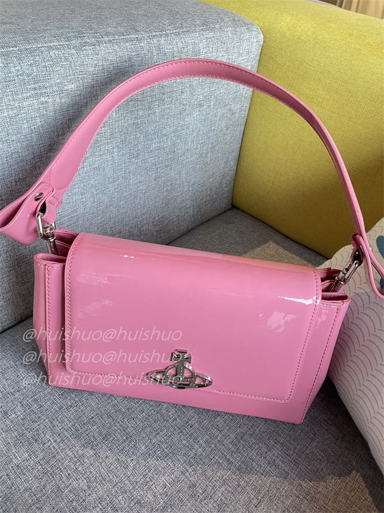 Vivienne Westwood Crocodile Pattern Baguette Shoulder Bag Saturn Chain Design