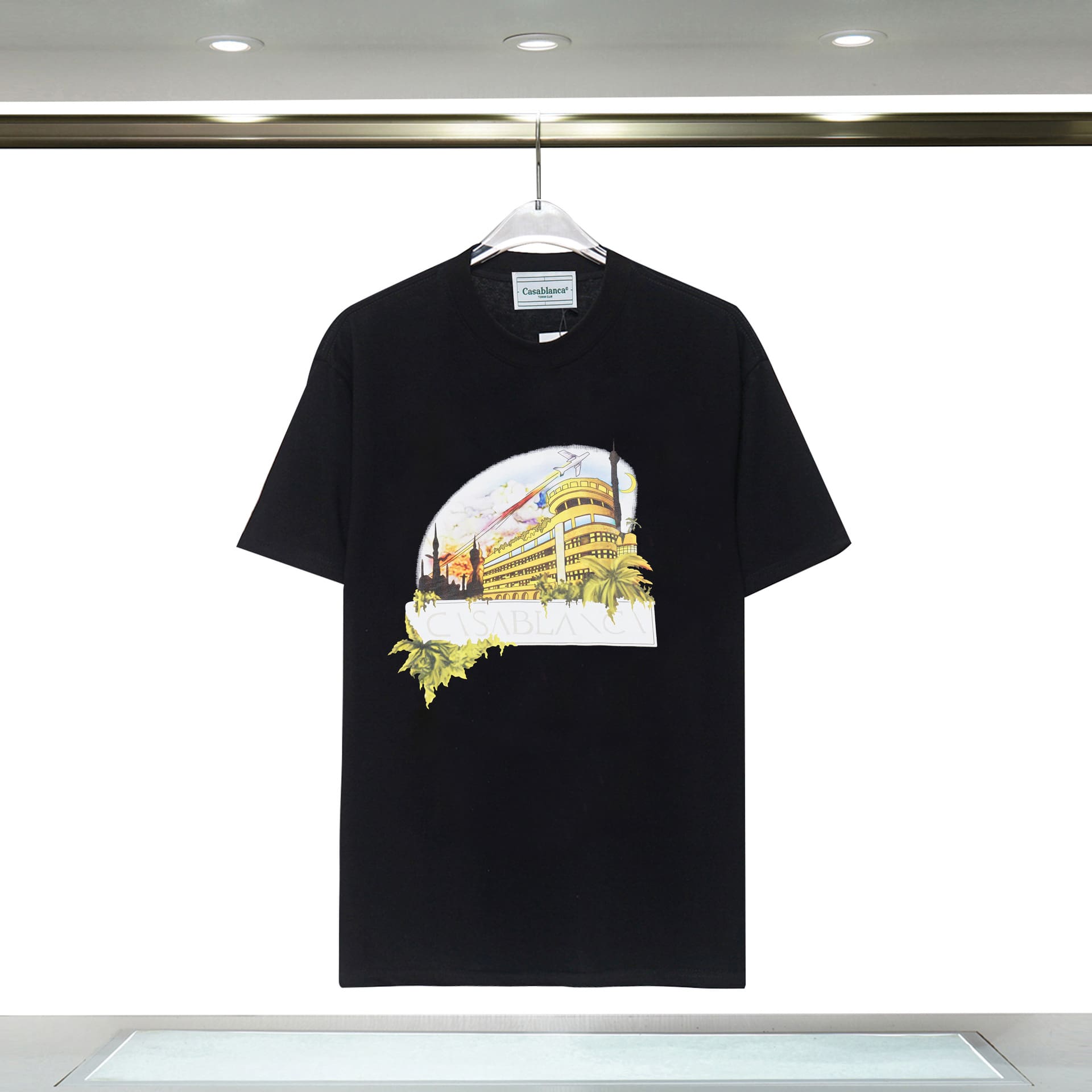 Casablanca Double Yarn Cotton Letter Print T-Shirt Trendy Style