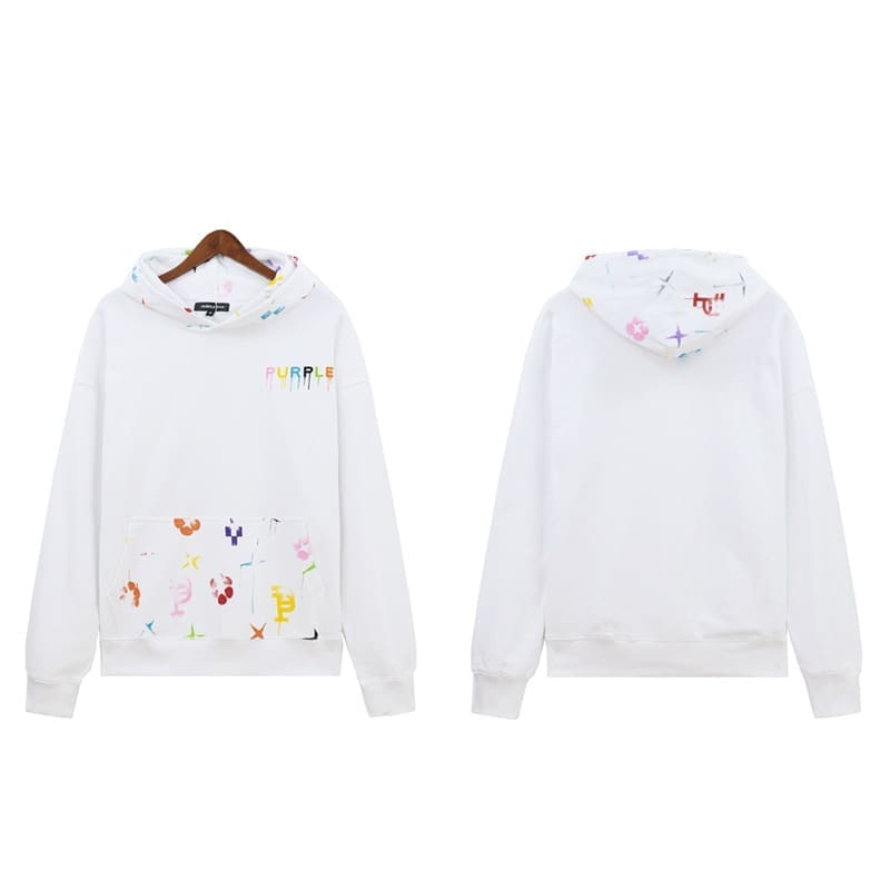 pu*re b*and splash-ink logo printed hooded sweater for men and women