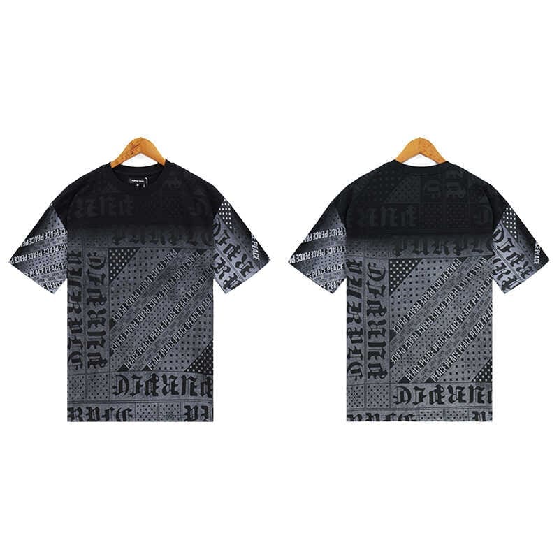 pu*re b*and patchwork logo t-shirt american high street short sleeve