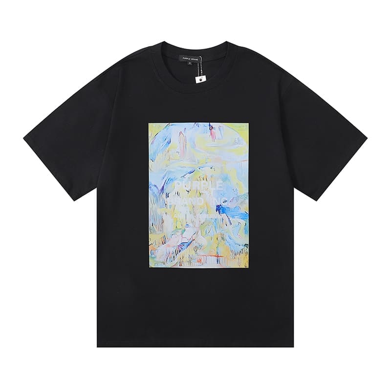 vlone fog pu*re b*and oil painting print t-shirt for men