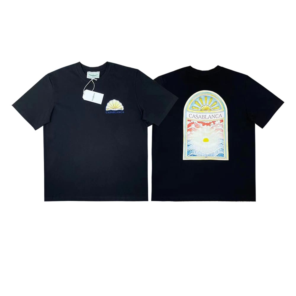 FOG AMIRI CASABLANCA Printed Pattern Loose Round-Neck Short-Sleeve T-Shirt for Men and Women