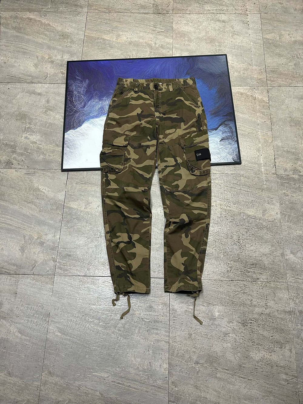 Stone Island Multi-Pocket Camouflage Cargo Pants Washed Straight Casual Trousers