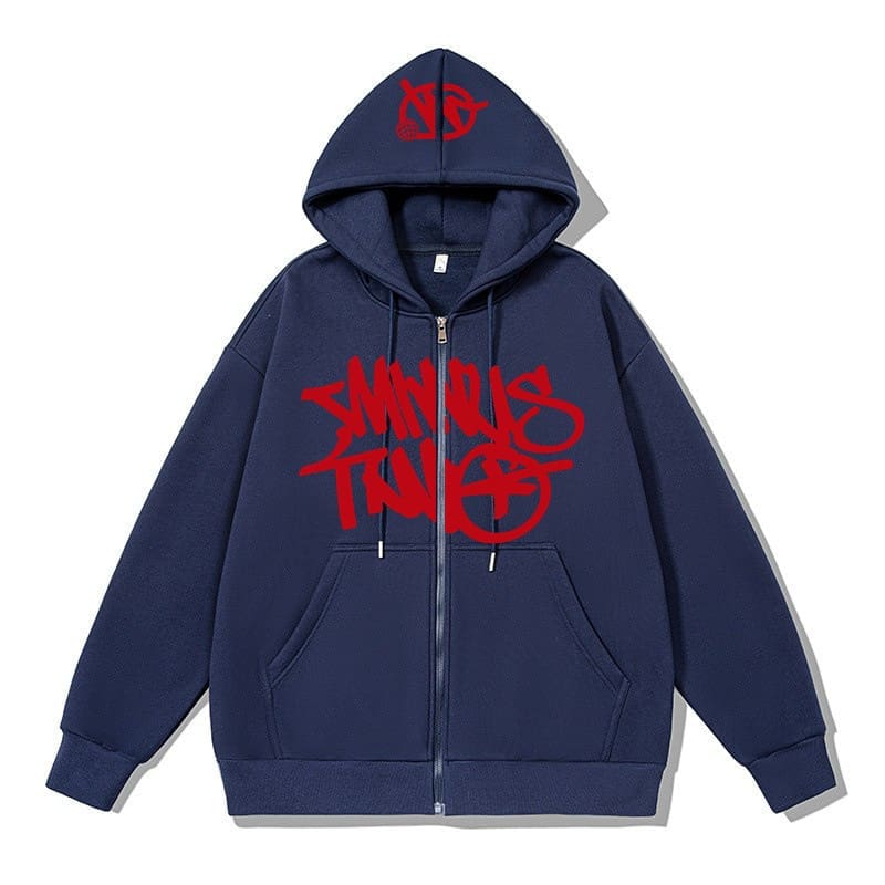 Minus Two Printed Cardigan Plus Size Hip Hop Zipper Jacket