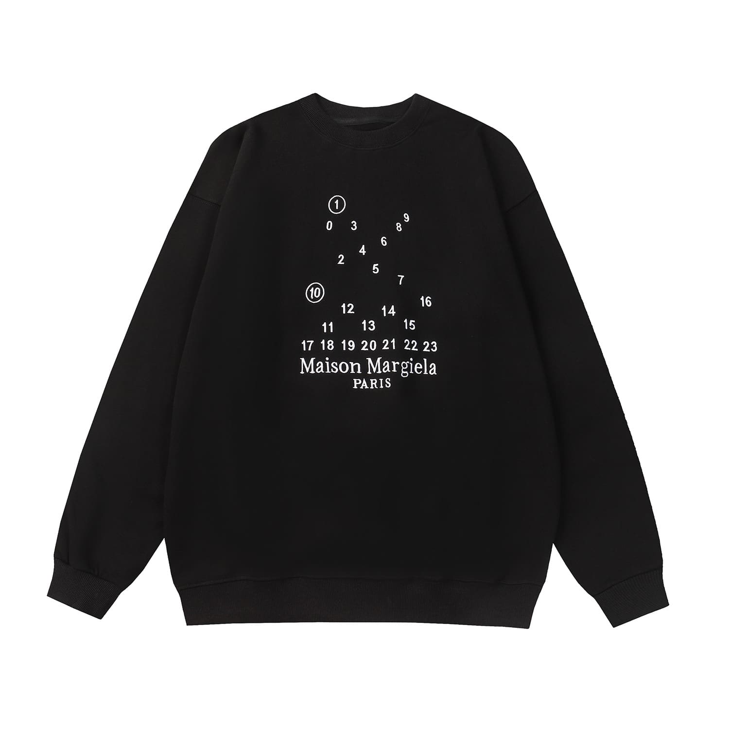 ma*s*n Ma*i*la mm6 embroidered letter crew neck terry sweater for men
