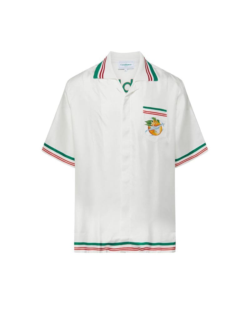 Casablanca Orange Plane Sicilian Style Short Sleeve Shirt for Men and Women