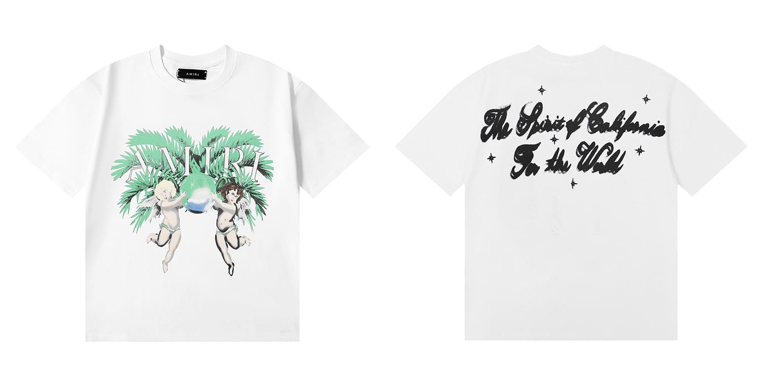 Amiri Fashion Solid Color High Street T-Shirt Retro Loose Fit 2