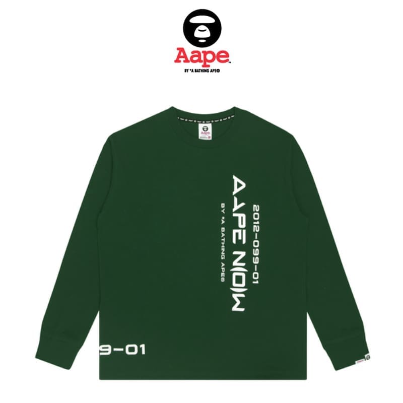 AAPE Ape Head Earth Print Long Sleeve T-Shirt for Men and Women