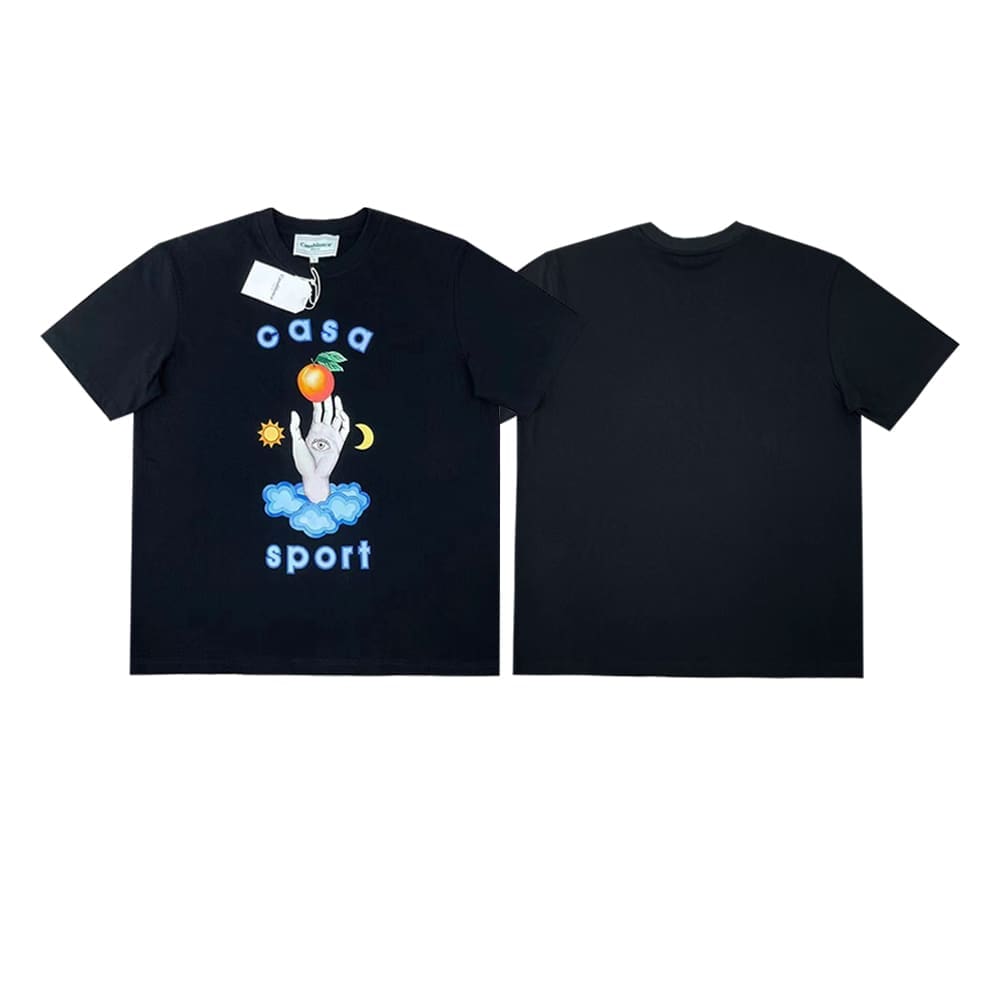 FOG AMIRI CASABLANCA Printed Pattern Loose Round-Neck Short-Sleeve T-Shirt for Men and Women