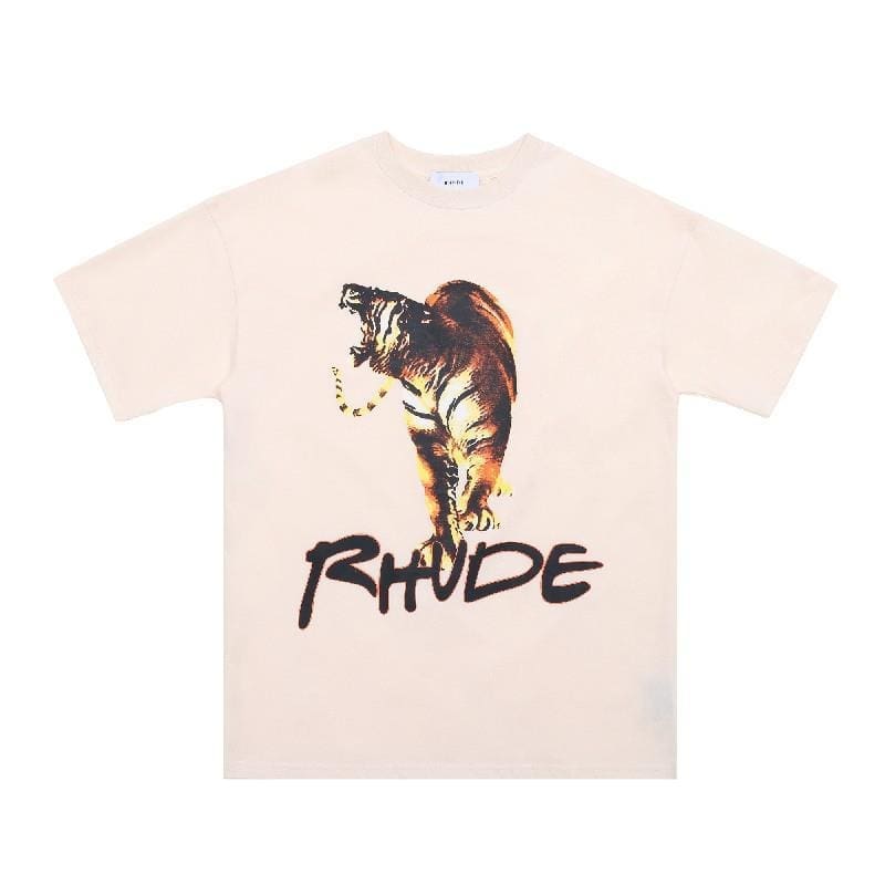 High Street Loose Oversized American Fashion Brand RHUDE Printed Short Sleeve T-Shirt for Couples