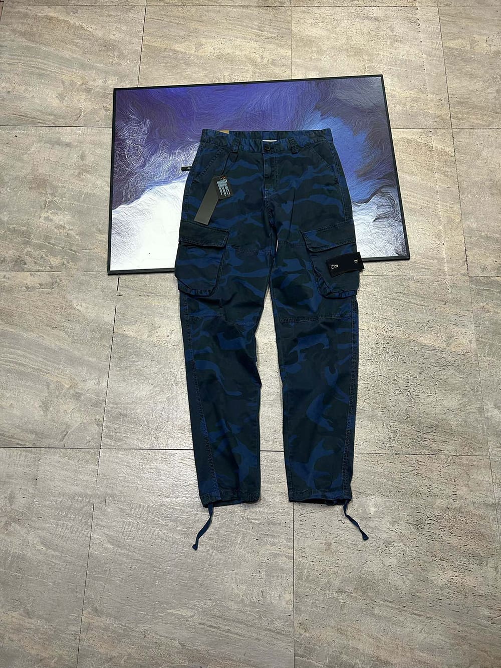 Stone Island Multi-Pocket Camouflage Cargo Pants Washed Straight Casual Trousers