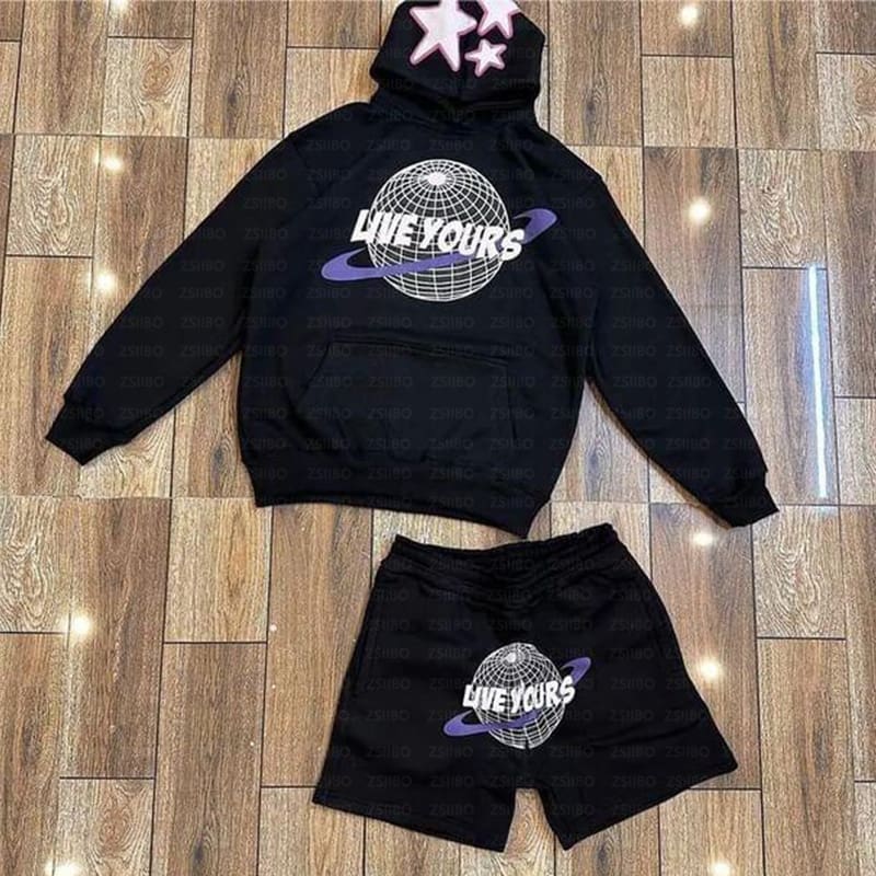 Letter Puff Print Hoodie Harajuku Street Style Loose Pullover