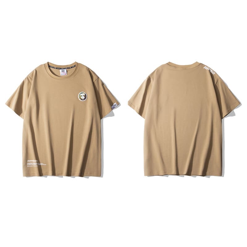 AAPE Ape Head Badge Short Sleeve Casual T-Shirt for Men and Women