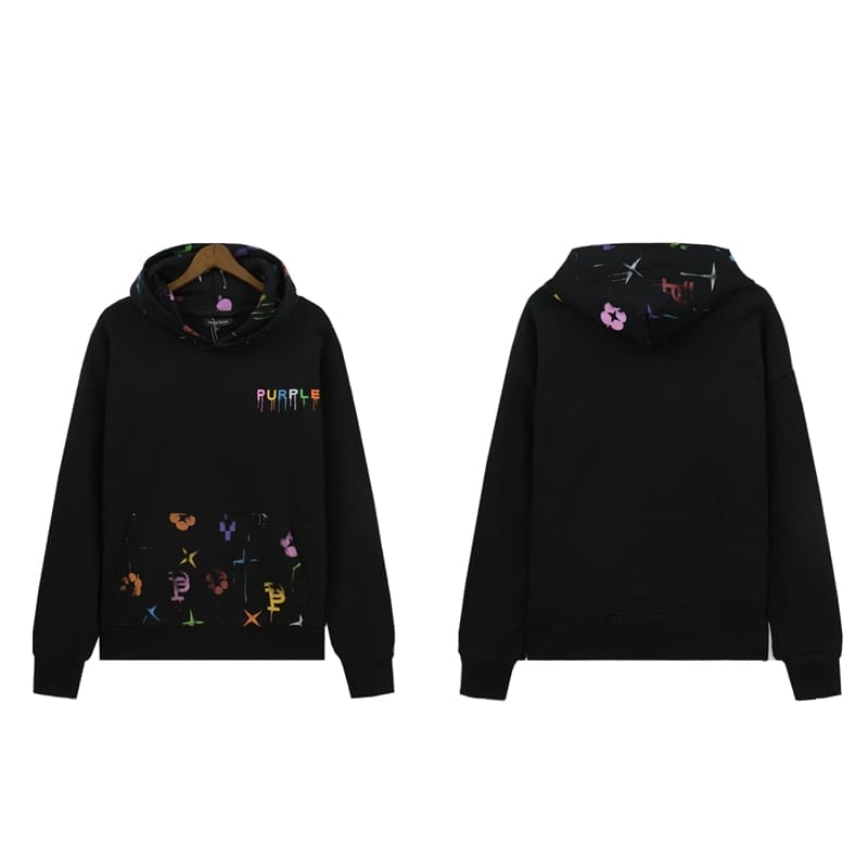 pu*re b*and logo printed washed casual hooded sweater for men and women