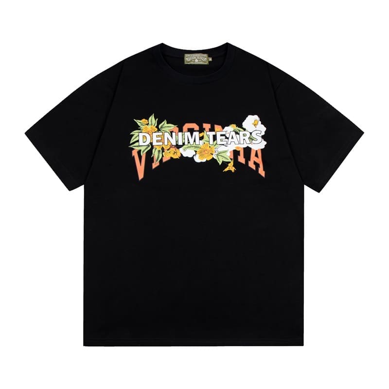 Denim Tears Hip Hop Pure Cotton Short Sleeve T-Shirt for Men and Women