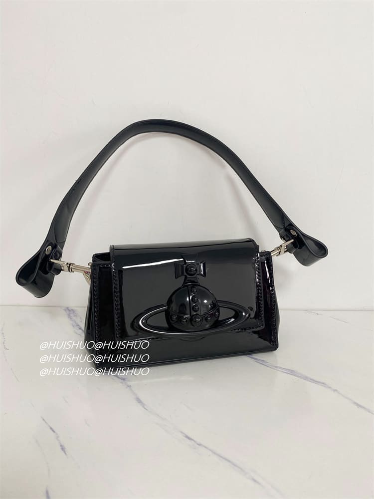 Vivienne Westwood Crocodile Pattern Baguette Shoulder Bag Saturn Chain Design