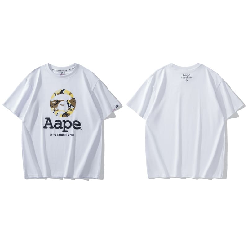 AAPE Ape Head Badge Short Sleeve Casual T-Shirt for Men and Women