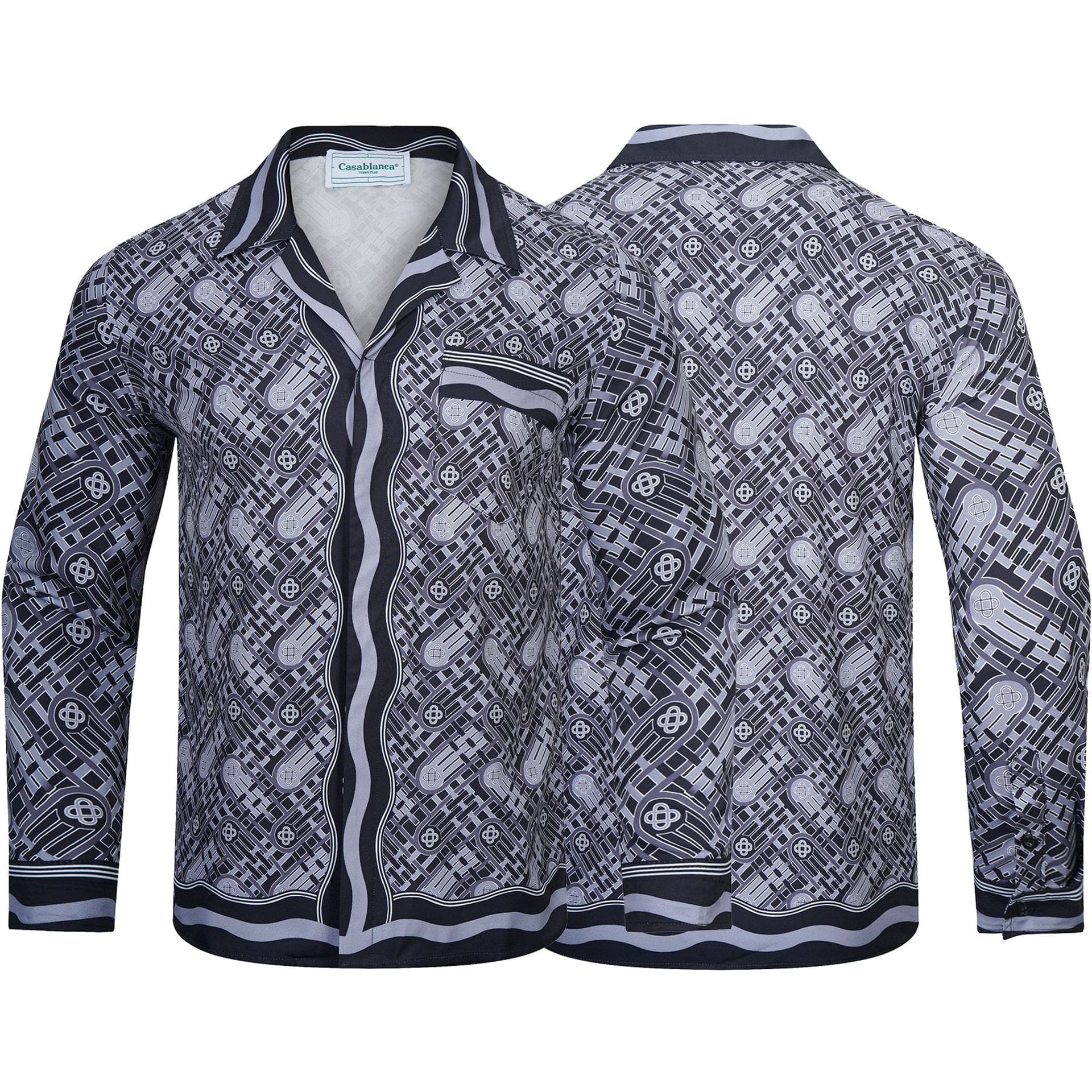 Casablanca Digital Spray Print Long Sleeve Fashion Shirt for Men