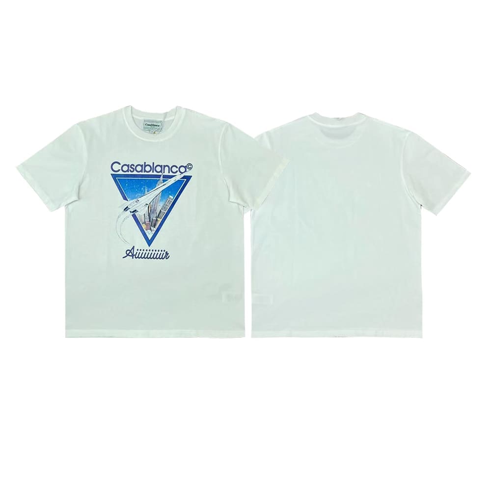 FOG AMIRI CASABLANCA Printed Pattern Loose Round-Neck Short-Sleeve T-Shirt for Men and Women