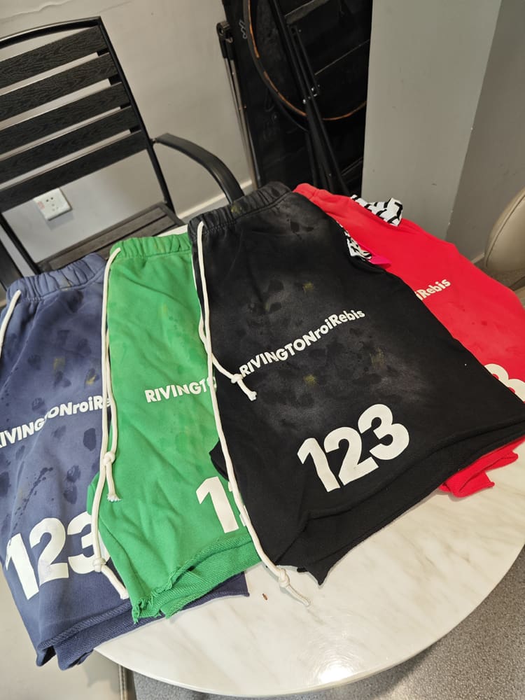 RRR123 Graffiti VTG Washed Sports Shorts for Men and Women