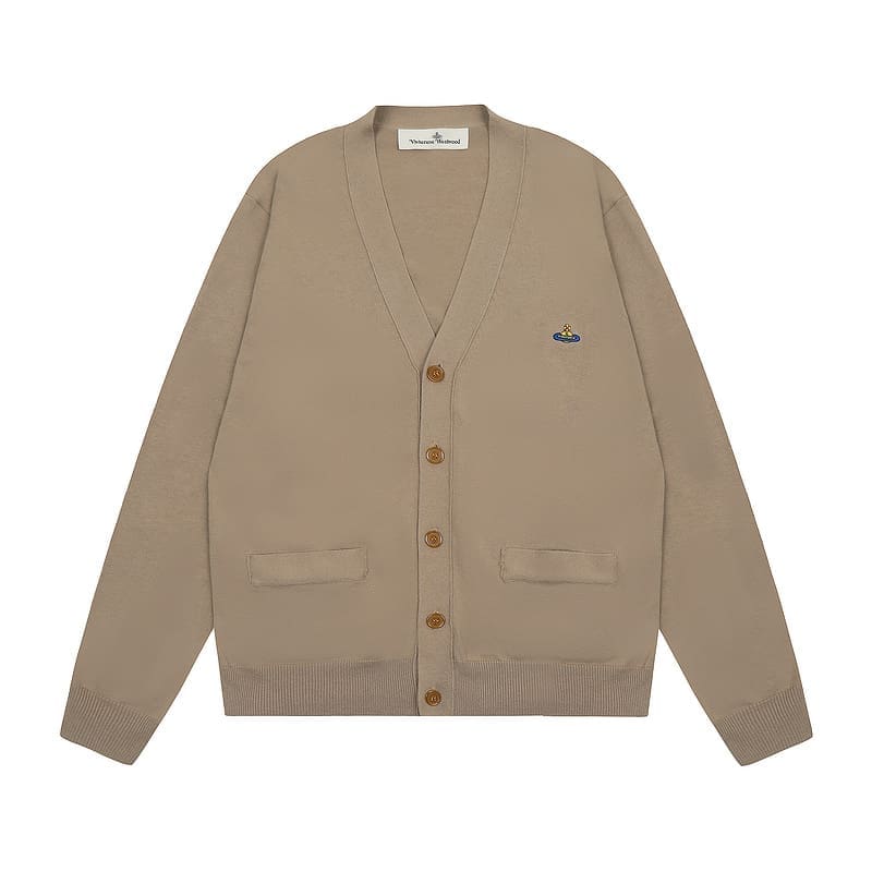 Vivienne Westwood Saturn Embroidery Loose Knitted Cardigan Sweater for Spring and Autumn