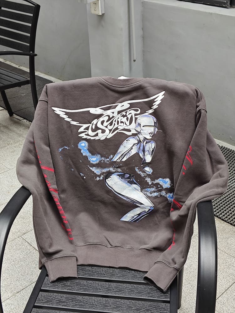 Saint Michael Kongshan Ji Retro Fleece-Lined Crew Neck Sweater for Men