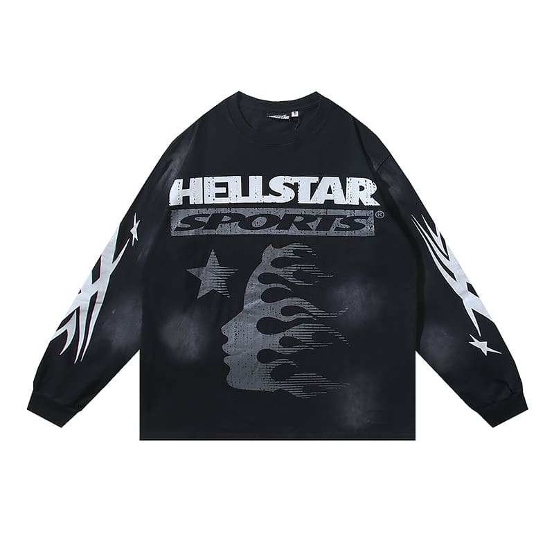 H*lst*r ins hip hop long sleeve t shirts american style hip hop trendy washed long sleeve t-shirt