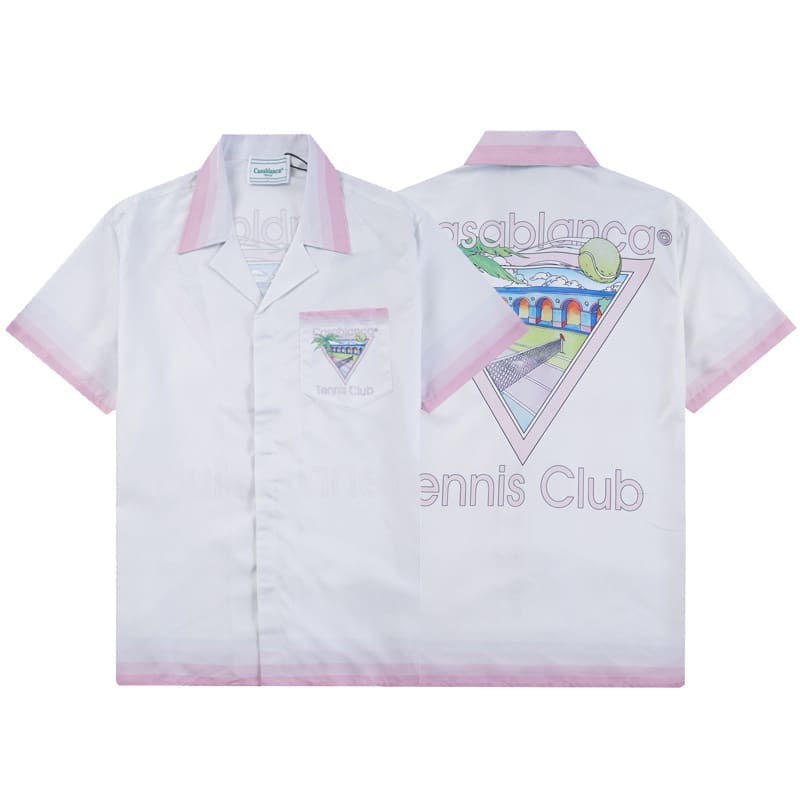 Casablanca Printed Beach Short Sleeve Shirt for Men Spring and Summer