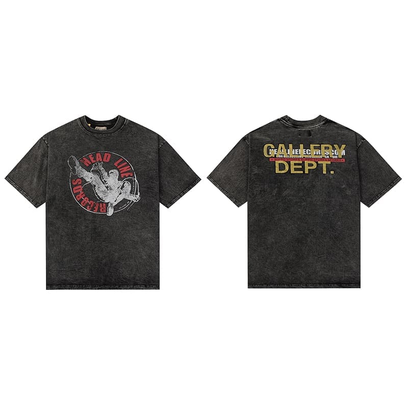 Gallery Dept Retro Paint-Splattered Graffiti Cotton T-Shirt for Men and Women