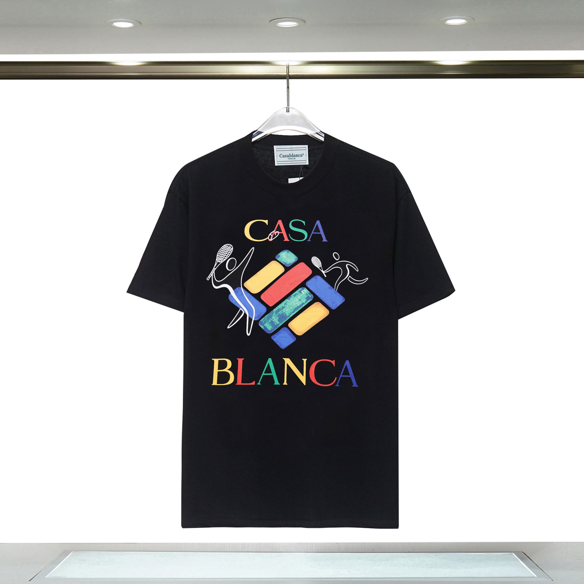 Casablanca Double Yarn Cotton Letter Print T-Shirt Trendy Style