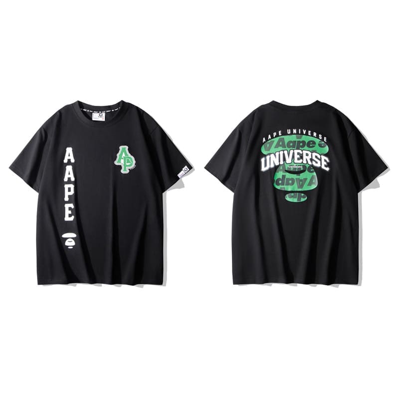 AAPE Ape Head Badge Short Sleeve Casual T-Shirt for Men and Women