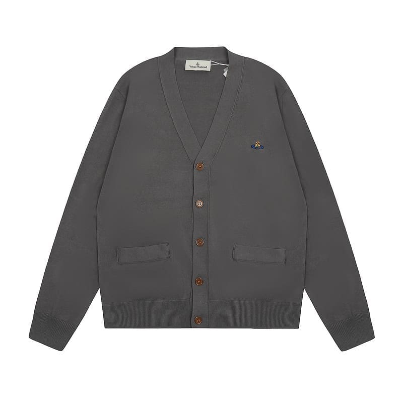 Vivienne Westwood Saturn Embroidery Loose Knitted Cardigan Sweater for Spring and Autumn