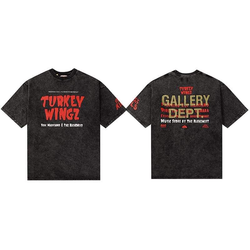 Gallery Dept Retro Paint-Splattered Graffiti Cotton T-Shirt for Men and Women