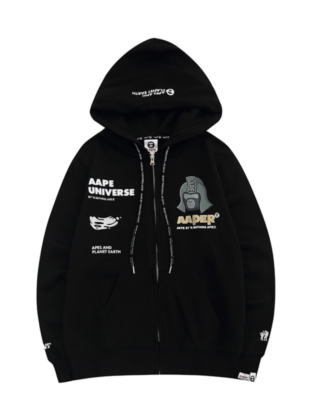 AAPE Cartoon Print Zipper Hoodie for Men and Women