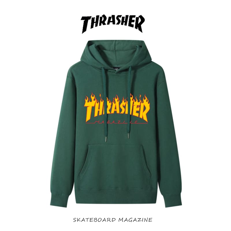 thrasher flame yellow fire hooded sweater loose casual pure cotton coat