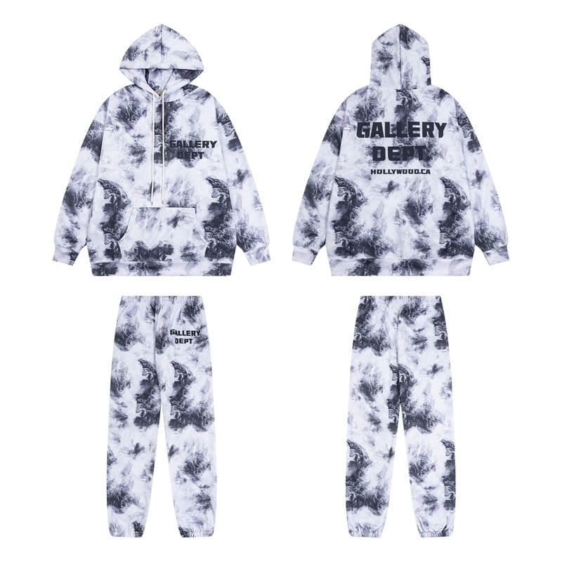 Gallery Dept High Street Tie-Dyed Hooded Sweater and Sweatpants Set for Men and Women