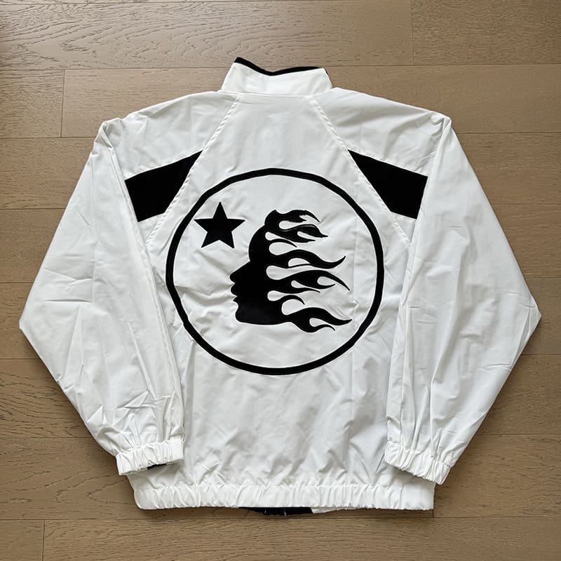 H*lst*r american high street retro trendy contrast color stitching embroidered logo zipper coat and trench coat