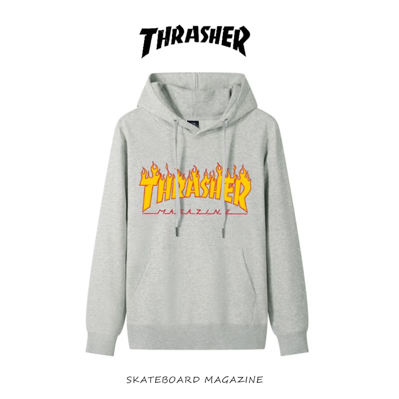 thrasher flame yellow fire hooded sweater loose casual pure cotton coat