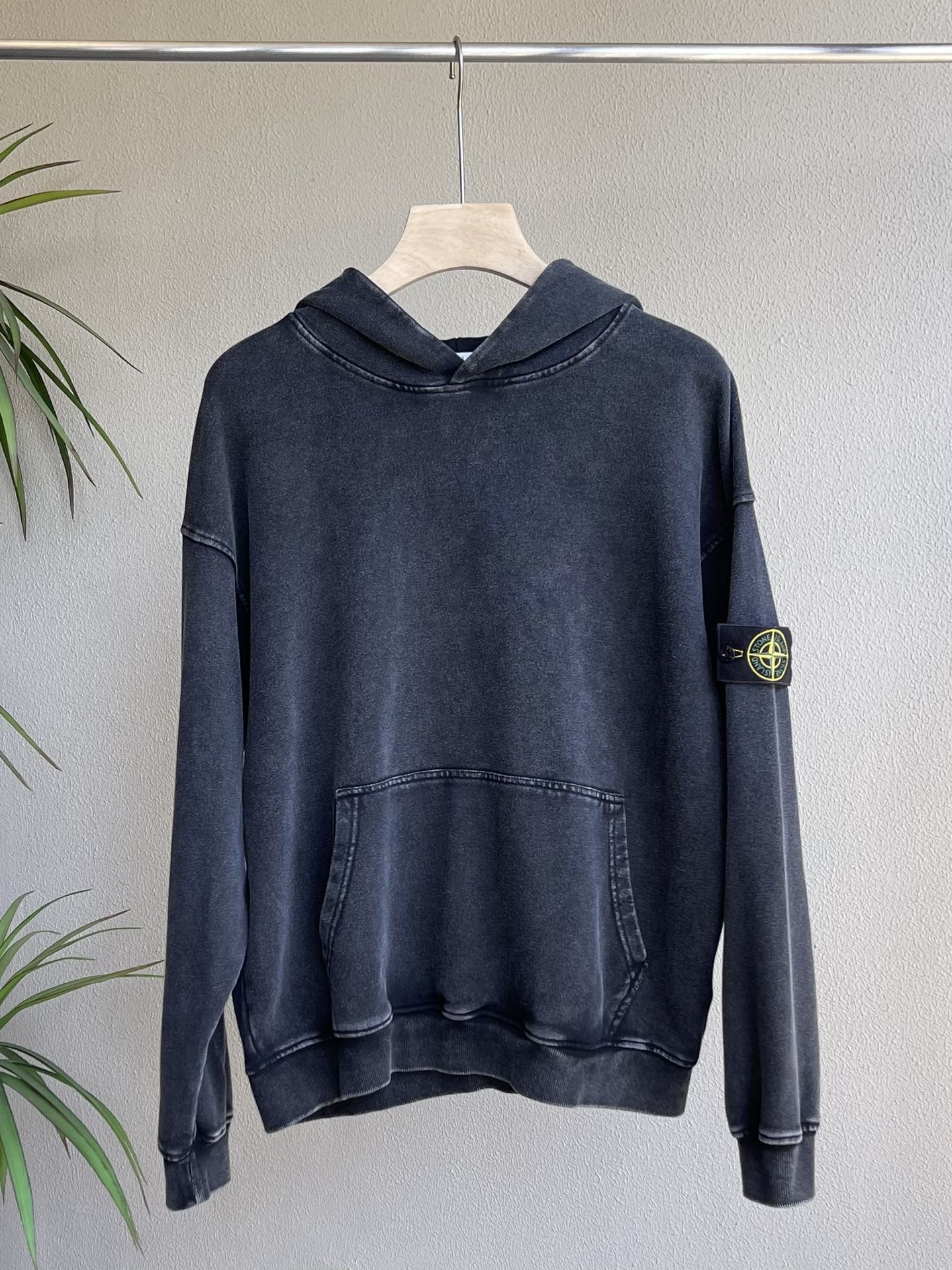 Stone Island Woolen Hoodie Spring Autumn Collection Black Cat