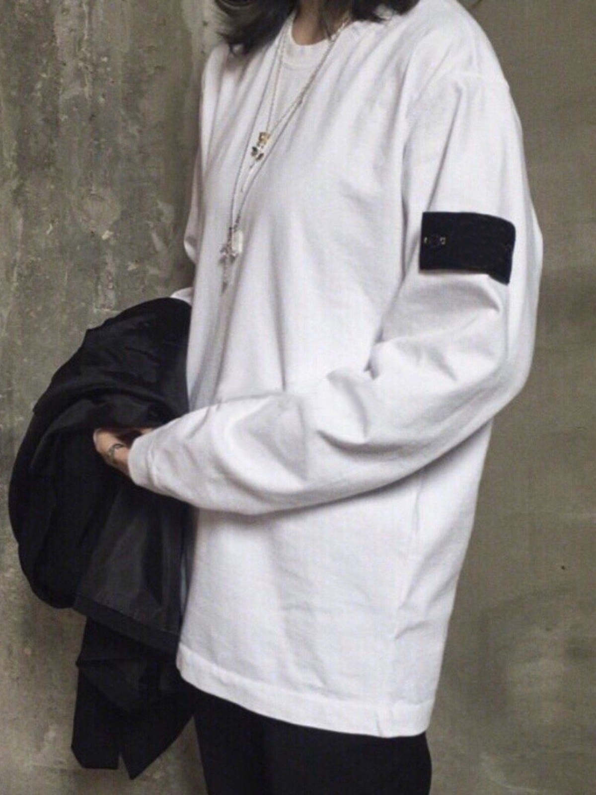 Stone 23FW basic style autumn and winter round neck sweater 330g retro washed loose-fitting solid color long sleeves T-shirt couple wear