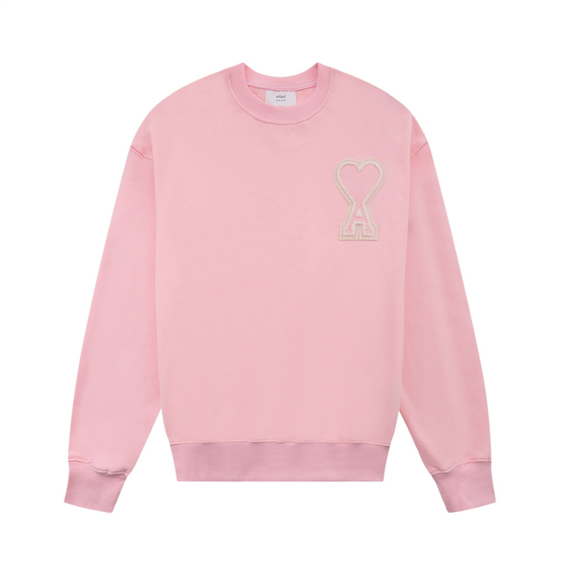 Ami paris round neck sweater men’s and women’s same pullover loose couple’s autumn and winter classic embroidered long-sleeved top