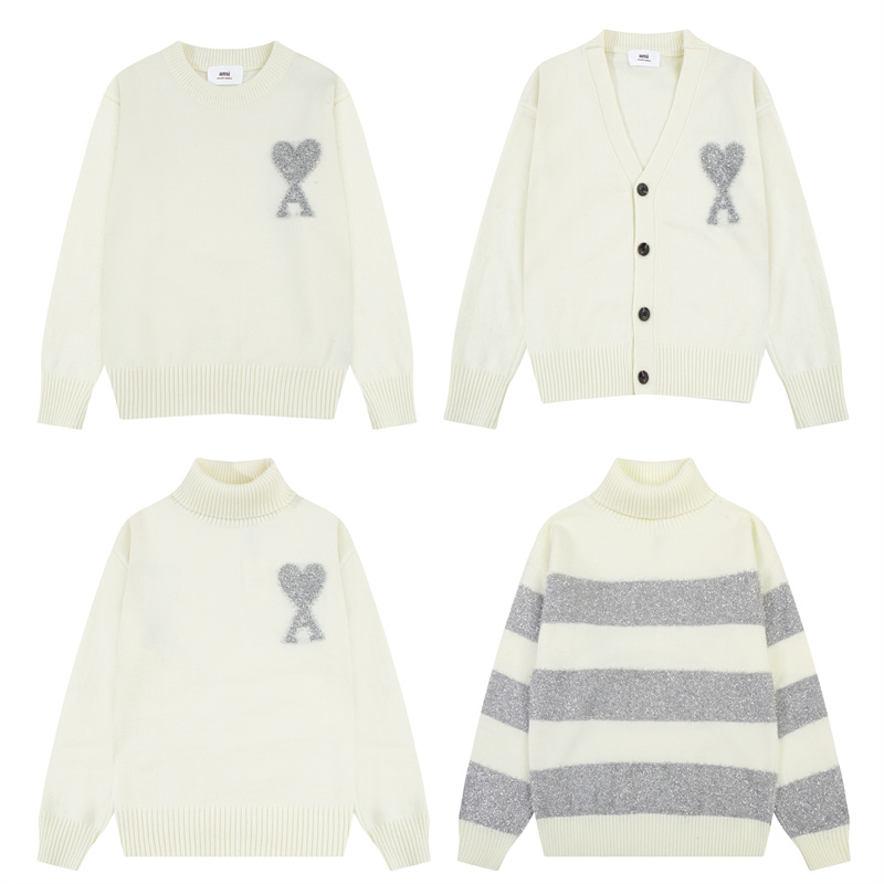 AMI Christmas capsule series men’s and women’s same style 24 autumn and winter alpaca wool blended soft glutinous cardigan sweater sweater
