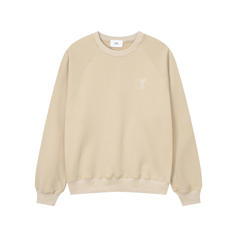 Ami paris love round neck sweater men and women couple embroidery autumn and winter loose large size casual long-sleeved top