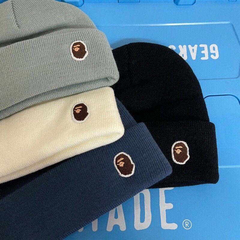 Split Japanese ape head woolen cap embroidery beanie hat tide autumn winter couple vintage knitted hat