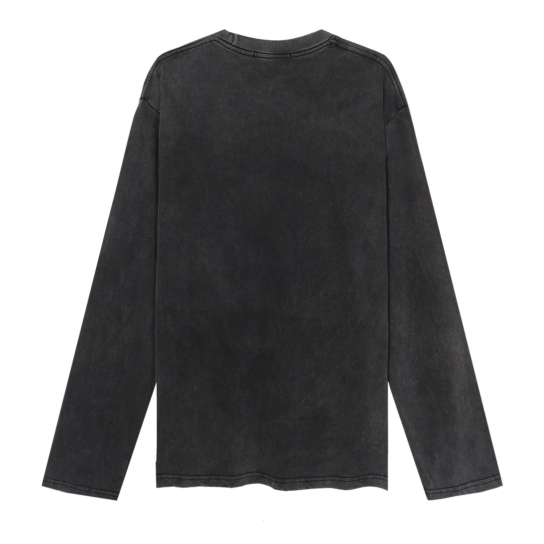AS 24SS autumn and winter New simple distressed chest letters offset printing men and women the same long-sleeved T-shirt