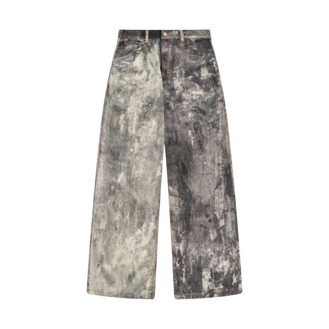Acne splash-ink old mud dyed design sense American waste soil wind DirtyFit dirty pants American jeans fashion