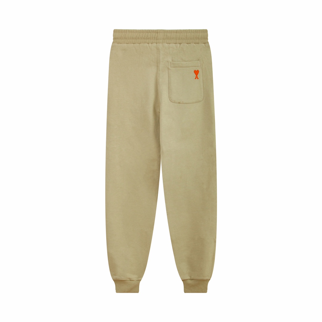 AMI paris classic love men’s trousers embroidered solid color drawstring casual pants sports pants ankle-tied loose trousers